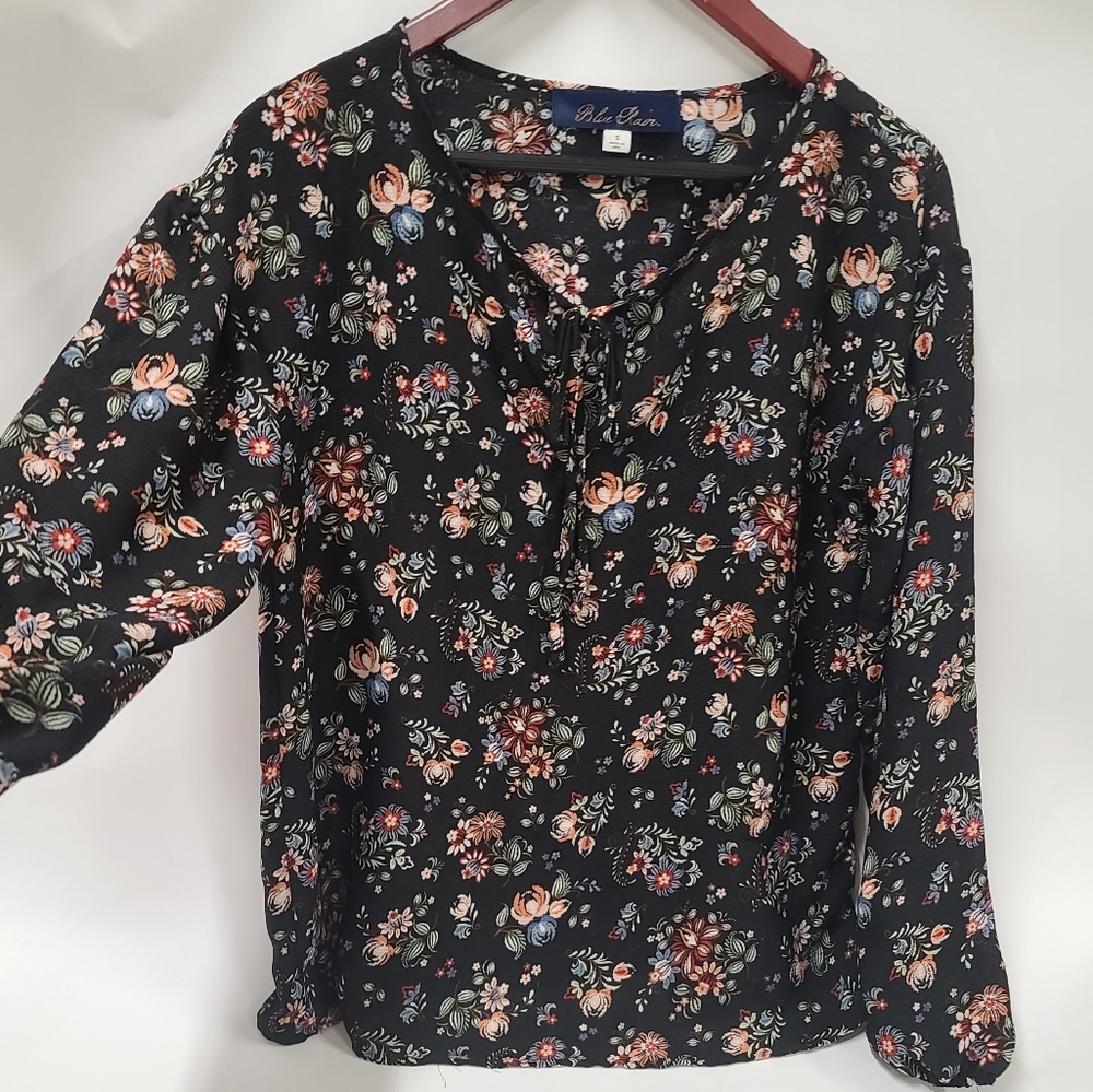 Blue Rain floral flowy blouse cottage core‎ top